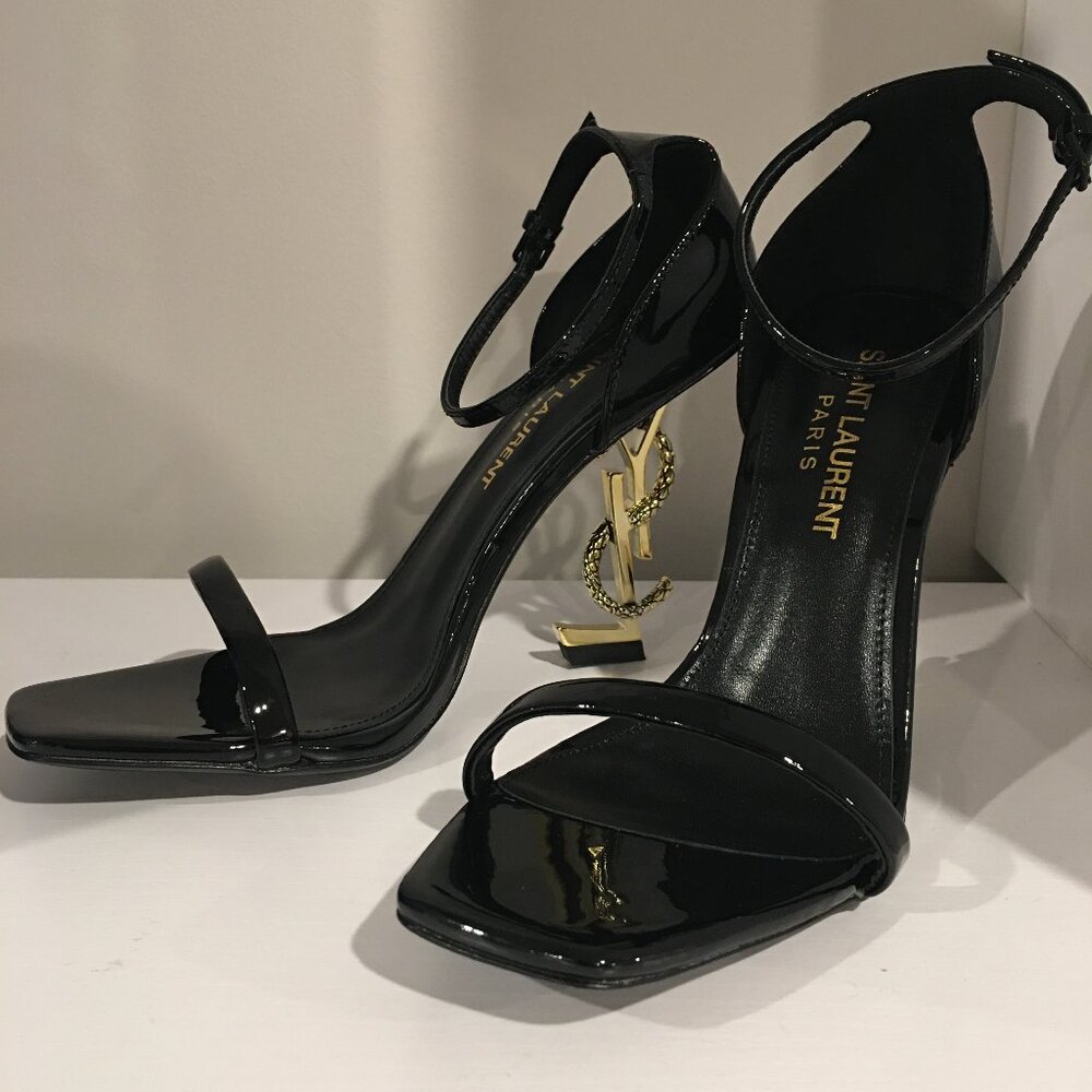 Saint Laurent YSL Snake Opyum Heels with Gold Logo